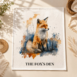 Watercolorvos Noordelijke bossen hut Persoonlijke Fleece Deken