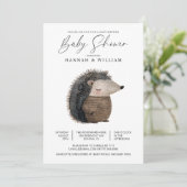 WatercolorWoodland Animal Hedgehog Baby shower Kaart (Staand voorkant)