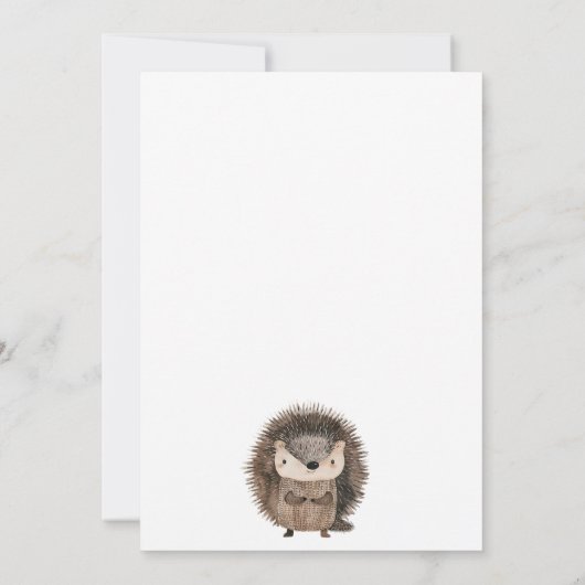 WatercolorWoodland Animal Hedgehog Baby shower Kaart (Achterkant)