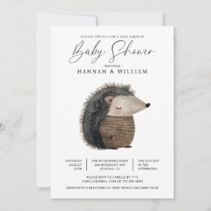 WatercolorWoodland Animal Hedgehog Baby shower Kaart