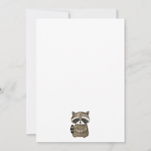 WatercolorWoodland Animal Raccoon Baby shower Kaart (Achterkant)