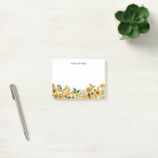 WatercolorYellow Flowers aangepaste tekst Post-it® Notes (Kantoor)