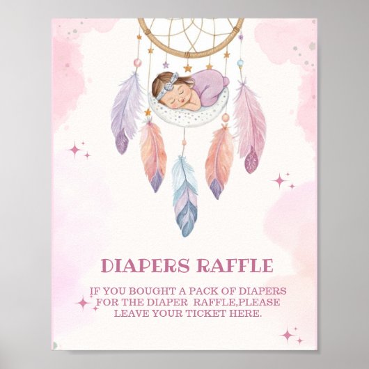 Watercolou reamcatcher Baby shower luierverloting Poster (Voorkant)