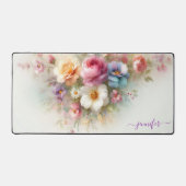 Watercolour Aquarell Floral Custom Name Modern Bureaumat (Voorkant)