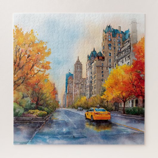 Watercolour Autumn in New York Legpuzzel (Verticaal)