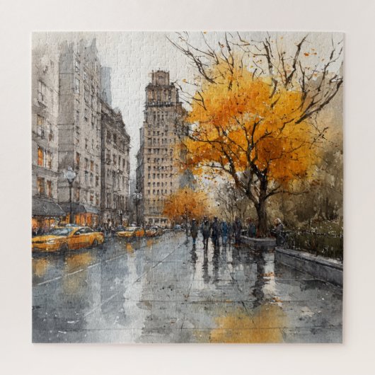 Watercolour Autumn in New York Legpuzzel (Verticaal)