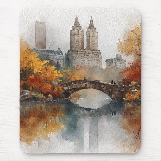 Watercolour Autumn in New York Muismat (Voorkant)