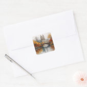 Watercolour Autumn in New York Vierkante Sticker (Envelop)
