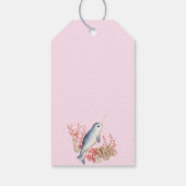 Watercolour baby Narwhal & seashells Baby Birthday Cadeaulabel (Achterkant)
