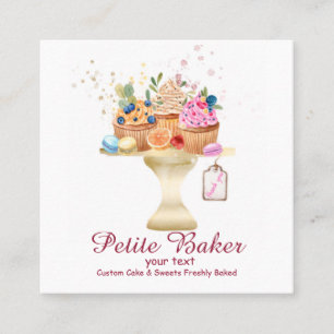 Watercolour Bakkerij Mixer Gebak Snoepjes Vierkante Visitekaartje
