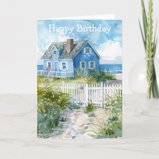 Watercolour Beach Cottage Kaart (Voorkant)