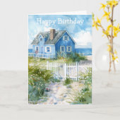 Watercolour Beach Cottage Kaart (Gele Bloem)