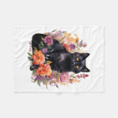 Watercolour Black Cat Fleece Deken (Voorkant (Horizontaal))