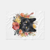 Watercolour Black Cat Fleece Deken (Voorkant (Horizontaal))