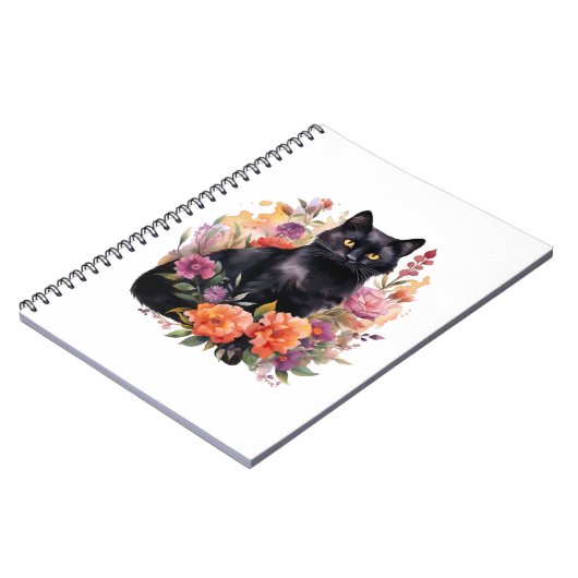 Watercolour Black Cat Notitieboek (Linkerzijde)