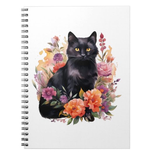 Watercolour Black Cat Notitieboek (Voorkant)