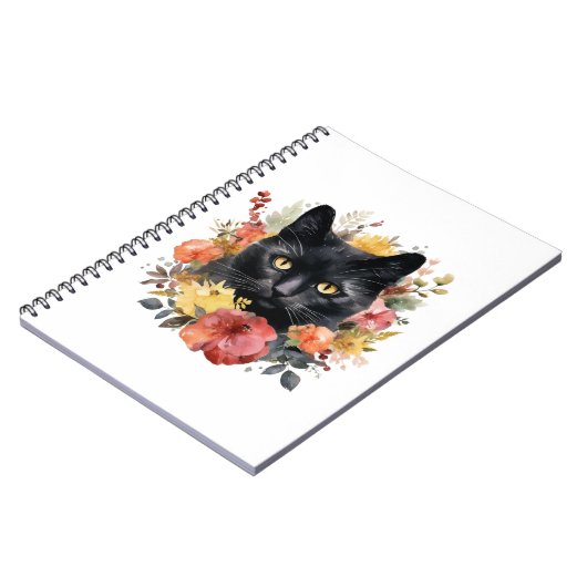 Watercolour Black Cat Notitieboek (Linkerzijde)