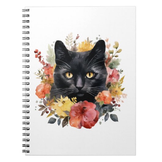 Watercolour Black Cat Notitieboek (Voorkant)