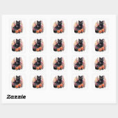 Watercolour Black Cat Vierkante Sticker (Vel)