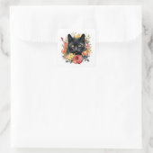 Watercolour Black Cat Vierkante Sticker (Tas)