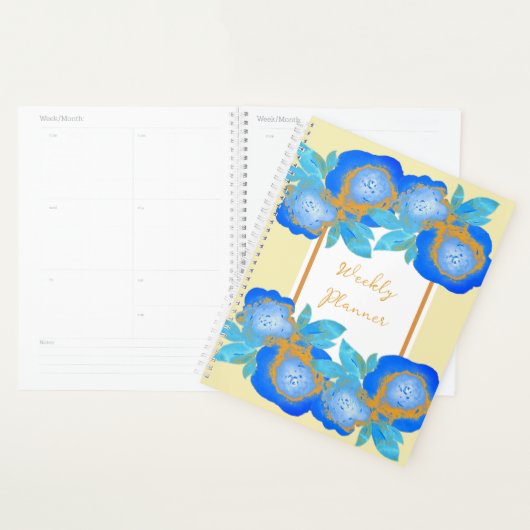 Watercolour Blauwe Gouden Rozen Wekelijks Planner (Display)