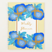 Watercolour Blauwe Gouden Rozen Wekelijks Planner (Voorkant)