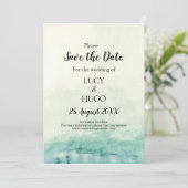 Watercolour Blauwe Ombre boho Bruiloft Save The Date (Staand voorkant)