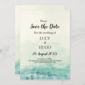 Watercolour Blauwe Ombre boho Bruiloft Save The Date (Voorkant / Achterkant)