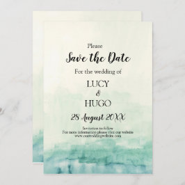 Watercolour Blauwe Ombre boho Bruiloft Save The Date