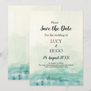 Watercolour Blauwe Ombre boho Bruiloft Save The Date