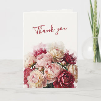 Watercolour Bloemen | Elegante Pioenroos Bedankkaart