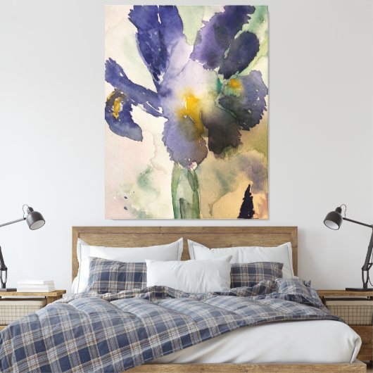Watercolour Blue Iris Canvas Afdruk (Insitu (Slaapkamer))