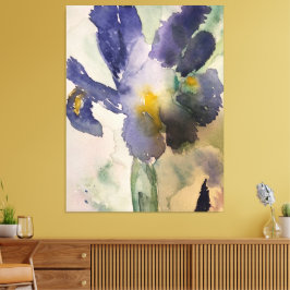 Watercolour Blue Iris Canvas Afdruk