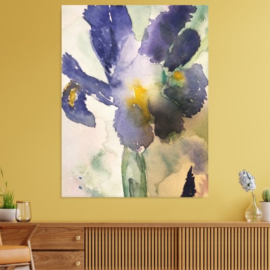 Watercolour Blue Iris Canvas Afdruk (Insitu (Woonkamer))