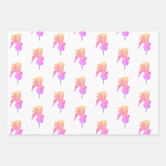 Watercolour Blue Iris Gift Wrapping Paper Sheets (Voorkant 3)