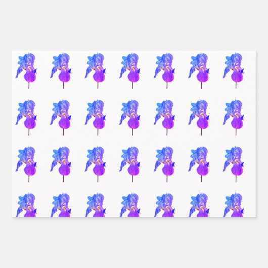 Watercolour Blue Iris Gift Wrapping Paper Sheets (Voorkant 2)