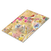 Watercolour Botanical Goud Abstracte Vogel Roos Na Notitieblok (Schuin)