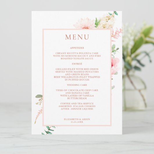 Watercolour Botanical Spring Menu (Staand voorkant)