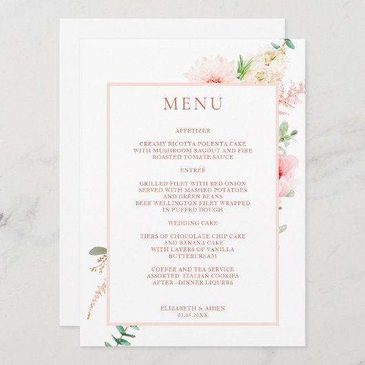 Watercolour Botanical Spring Menu (Voorkant / Achterkant)