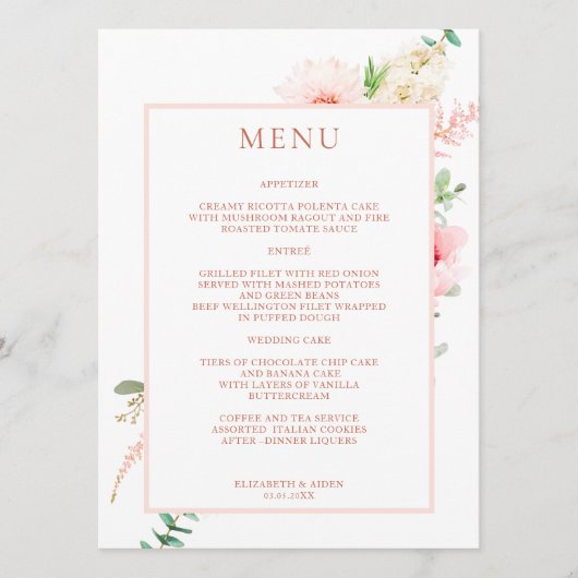 Watercolour Botanical Spring Menu (Voorkant)