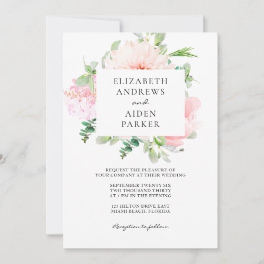 Watercolour Botanical Spring Wedding Collection Kaart (Voorkant)