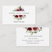 Watercolour Burgundy Roze Pruimen Bloemenframe Visitekaartje (Voorkant / Achterkant)