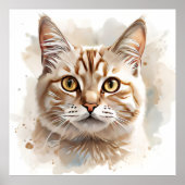 “Watercolour Cat Art – Cute Feline Painting Poster (Voorkant)