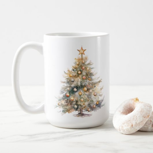Watercolour Christmas Coffee Mug Koffiemok (Met donut)