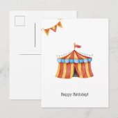 Watercolour Circus Tent Carnival Happy Birthday Briefkaart (Voorkant / Achterkant)