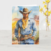 Watercolour Cowboy in Desert Kaart (Gele Bloem)