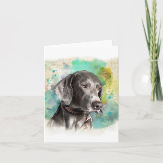 WATERCOLOUR DE KAART VAN DE WEIMARANER- NOTA MET (Voorkant)