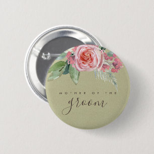 WATERCOLOUR DE ROZE MOEDER VAN HET GEBLADERTE VAN RONDE BUTTON 5,7 CM