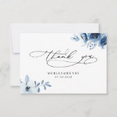Watercolour Dusty Blue Floral Elegant Wedding Bedankkaart (Voorkant)