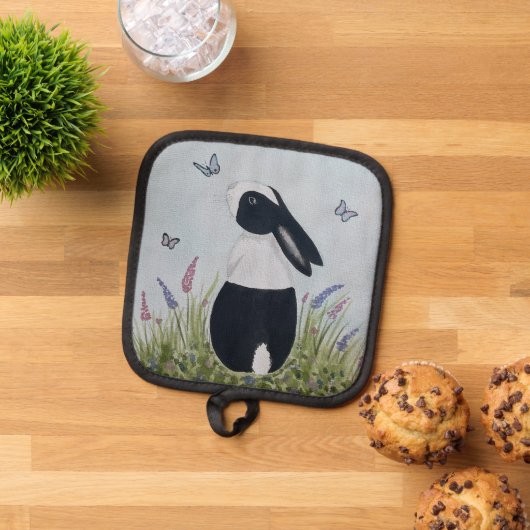 Watercolour Dutch Bunny Rabbit Pannenlap (Top down)